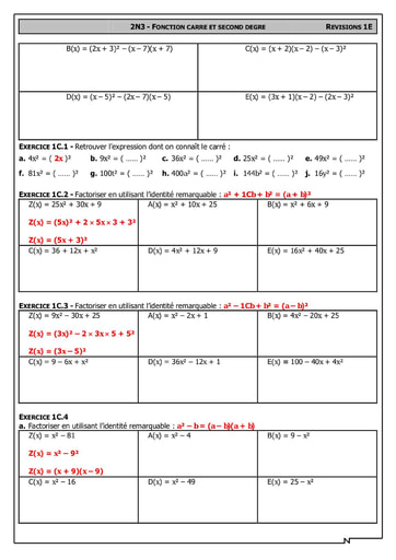Fonction carré et second degré 6 - Maths 2nd F2