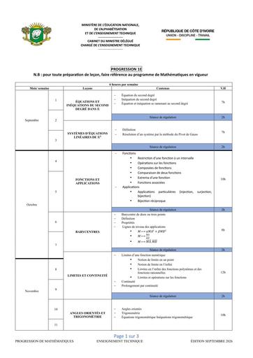 PROGRESSION MATHS  1E 2026 BY TEHUA