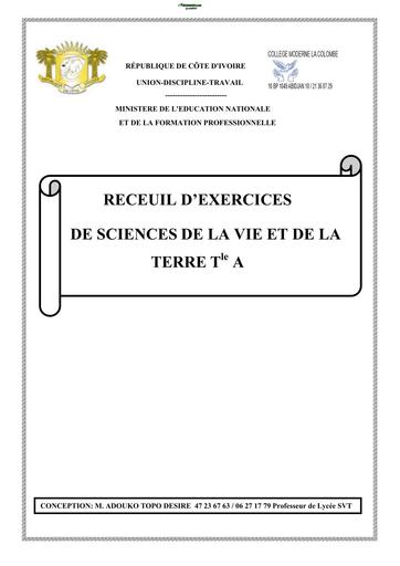 DOC SVT EXERCICES CORRIGES Tle A BY TEHUA