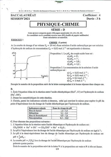 PREPA BAC ABP EXTRAIT EPREUVE +CORRIGE BAC D PC 2021 à 2024 BY TEHUA