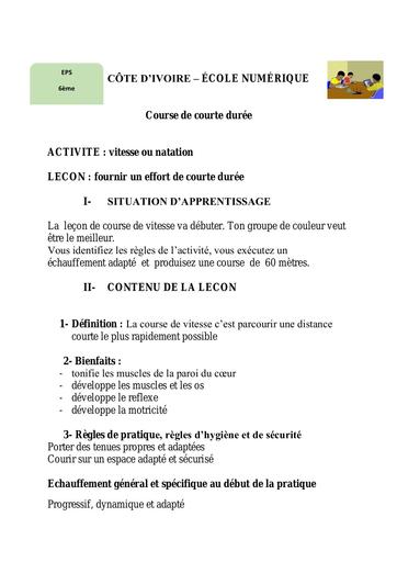 6ème EPS_Leçon 2_Fournir un effort de courte durée