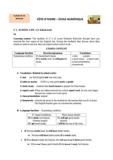 UNIT 1 LESSON 3 ANGLAIS