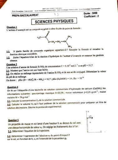 Prépa physique TD lycée scientifique