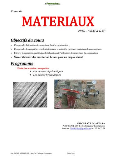 BTP COURS MATERIAUX 2BTS GBAT IFSM BY TEHUA