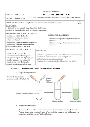 4 Reaction d'oxydoreduction entre couples en solution aqueuse