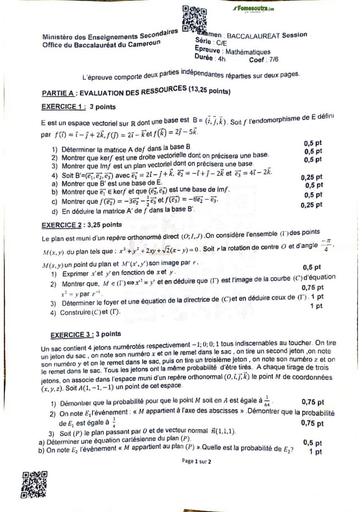 MATHS BAC C E 2025 CAMEROUN BY TEHUA