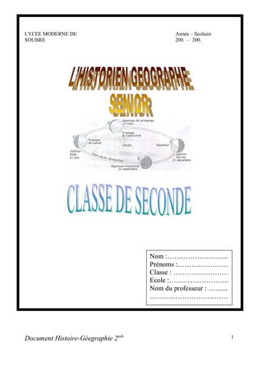 Cours Histoire Géographie Apc 2nde Soubré by Tehua