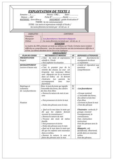 EXPLOITATION DE TEXTE 1 1