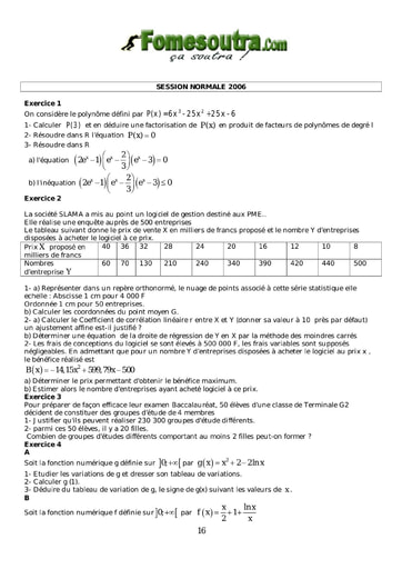 Sujet de Maths BAC G2 2006