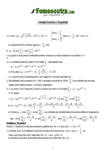 Corrigé Devoir 4 de maths niveau Terminale D