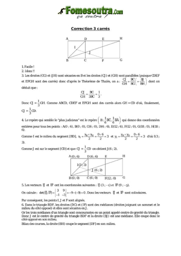 Corrigé Trois carrés - Maths niveau 2nd C