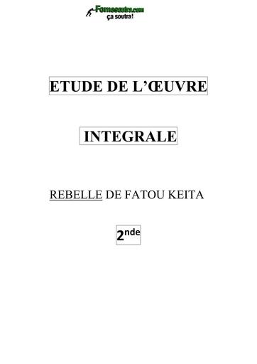 ETUDE D'OEUVRE INTEGRALE REBELLE CLASSE 2nde BY TEHUA