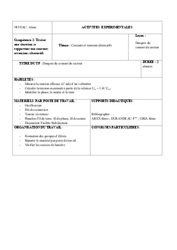Leçon 8 Dangers du courant du secteur