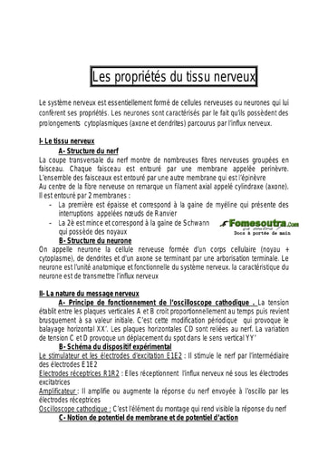 Les propriétés du tissu nerveux - SVT Terminale D