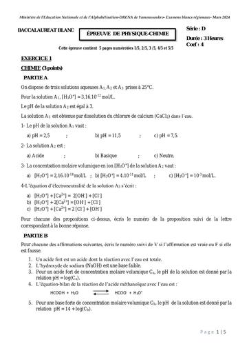 BAC BLANC PC Série D Drena Yamoussoukro 2024 by Tehua