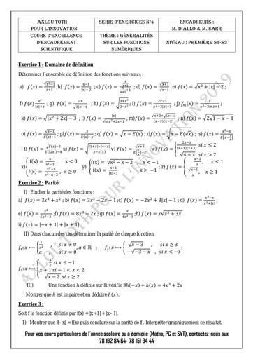 Serie n°4 Fonctions Numériques renf 1s1