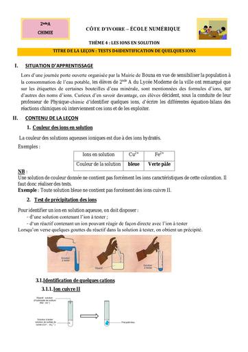 2nd A C9 bisTests didentification de quelques ions