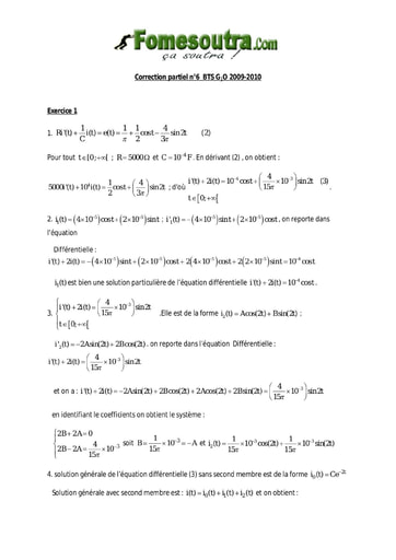 Corrigé Maths BTS blanc BTS GO 2009