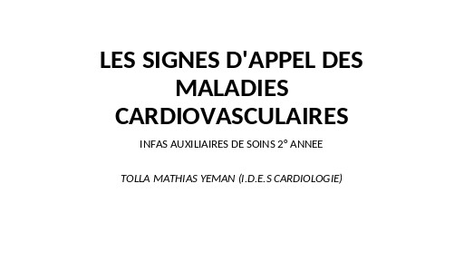 INFAS COURS AS 2ème ANNEE LES SIGNES D'APPEL DES CARDIPATHIES by TEHUA