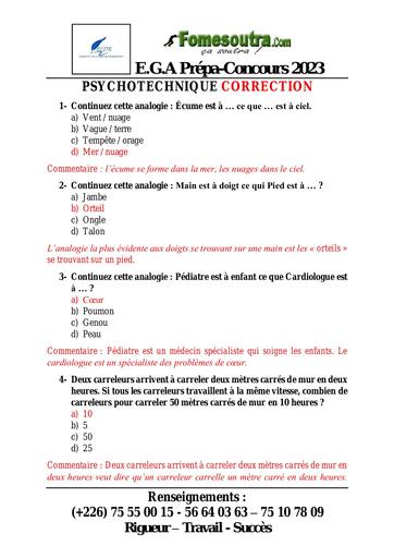 PSYCHOTECHNIQUE CORRECTION 3