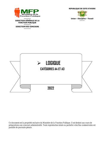 COURS LOGIQUE CATEGORIES A4 ET A3 2022