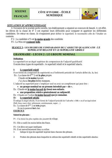 6e Gr L2 S5 degré compa superlatif