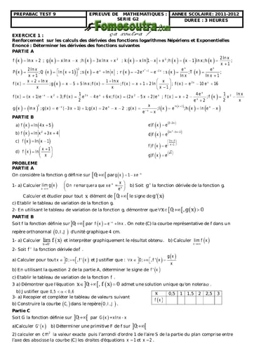 Devoir 10 de maths niveau Terminale G2