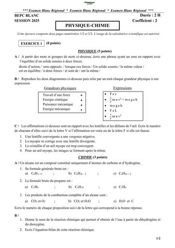 BEPC BLANC 2025 DRENA SUJET PC (SUJET) by TEHUA
