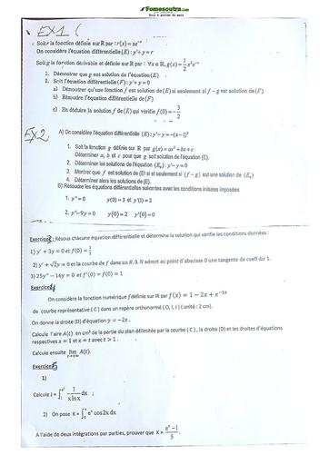 Sujet Prépas BAC Mathématique TD Lycée Classique Abidjan 2023