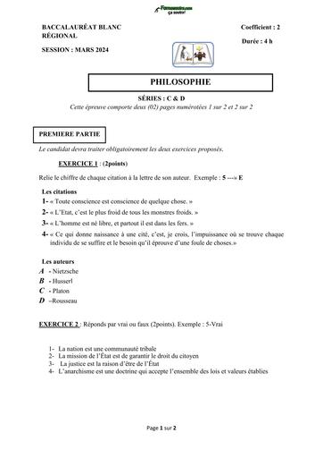 BAC BLANC REGIONAL PHILO SERIE C&D Korhogo