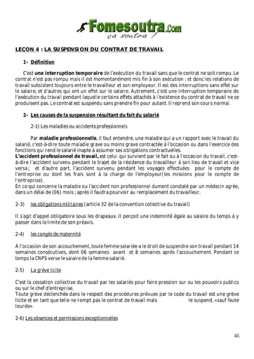 La suspension du contrat de travail - Tle G1 et G2