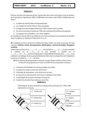 PREPA SUJET 5 BEPC 3e C.MONAJOCE  PHYSIQUE CHIMIE DJAHASHIKAN