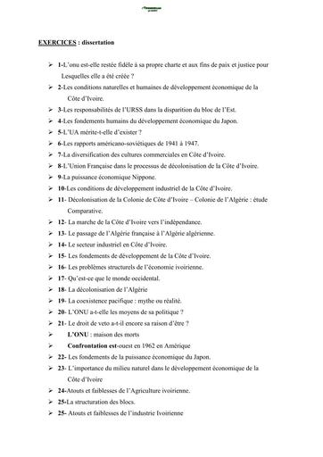 HISTOIRE GEOGRAPHIE EXERCICES de dissertation et de commnetaire de document BY TEHUA