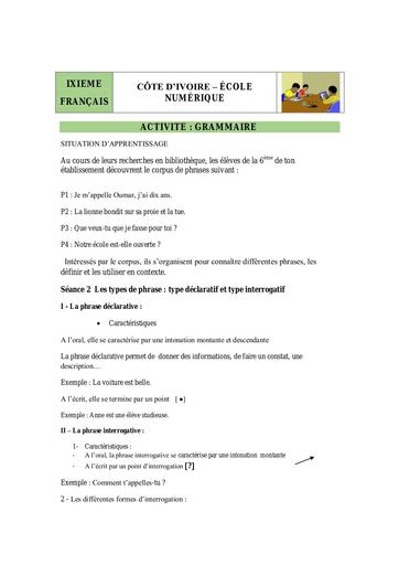 6e Gr L1 S2 types phrases décla interro
