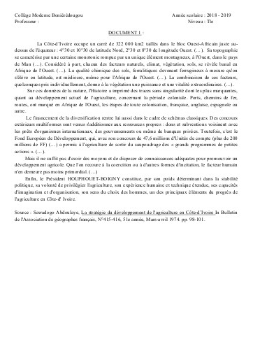 SUPPORT GEO Tle THEME 1 L2 DOC1