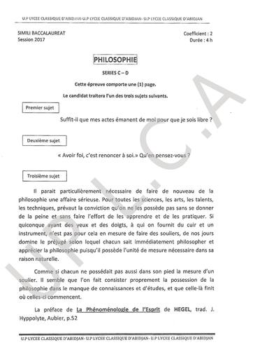 Bac blanc PHILOSOPHIE serie C et D by Tehua