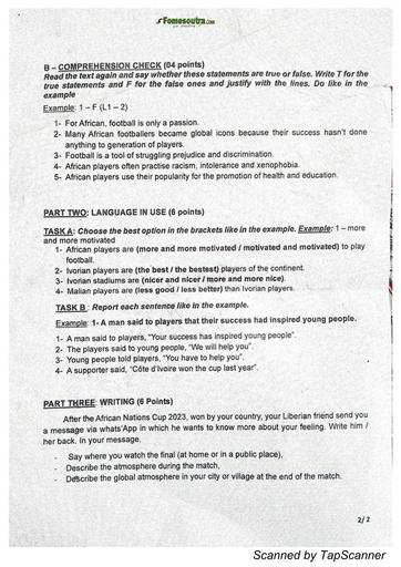 SUJET D'ANGLAIS BEPC ECOLE CATHOLIQUE PAGE 2 BY TEHUA