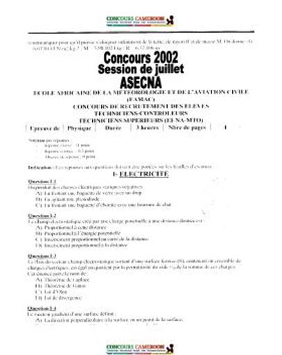 Prepa concours ASECNA aviation 2002 A by Tehua