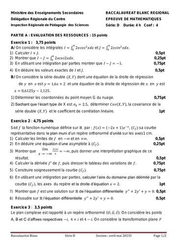 BAC D BLANC REGIONAL CE 2023 MATHS by Tehua