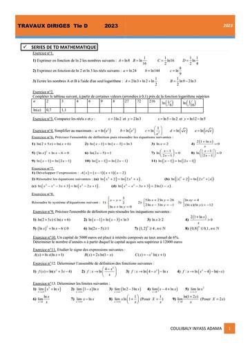 TD MATHEMATIQUE TERMINALE by inyass