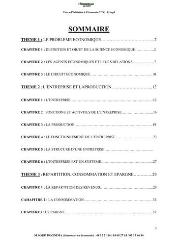 COURS D'INITIATION à L'ECONOMIE 2nde G1et G2 by TEHUA