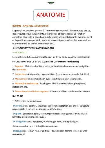INFAS résumé Anatomie By TEHUA