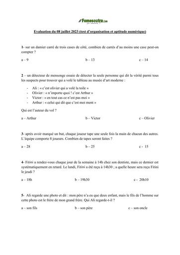 ENA evaluation 08 juillet 2023 logique by TEHUA