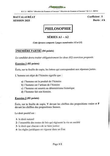 BAC 2025 Côte d'Ivoire SUJET+ BAREME PHILOSOPHIE SERIE A1&2 by TEHUA