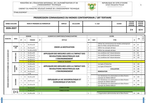 PROGRESSION 2026 27 CMC 1 BT TERTIAIRE by TEHUA