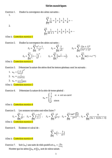 Sujets corrigés Séries numériques