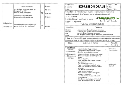 En voyage - Fiche pour enseignant CP1