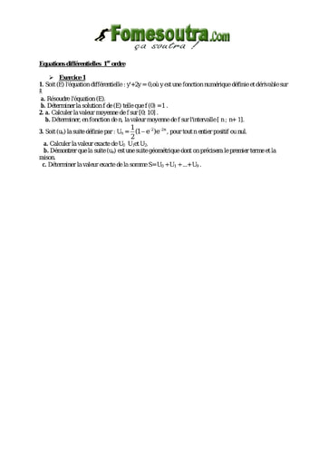 TP 1 Equations différentielles 1er ordre - niveau Terminale Scientifique