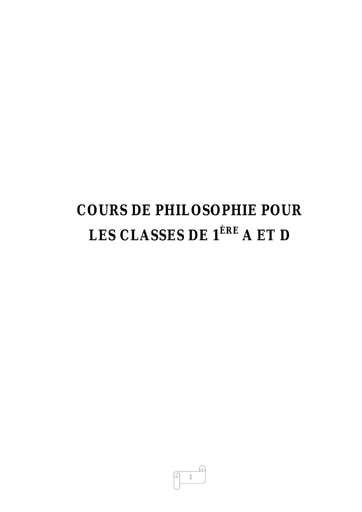 COURS DE PHILOSOPHIE DE 1ERE A ET D