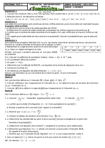 Devoir 3 de maths niveau Terminale G2